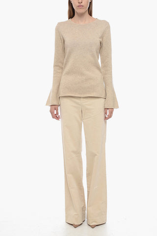 Wool Crew-neck Sweater with Bell Sleeves