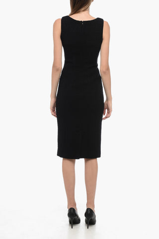 COUTURE Bouclé Wool Midí Dress with Jewels Application
