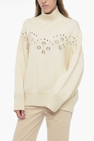 Wool Pullover with Openworked Detail