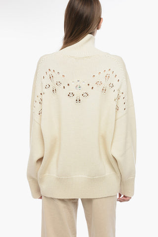 Wool Pullover with Openworked Detail