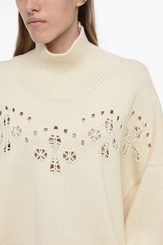 Wool Pullover with Openworked Detail