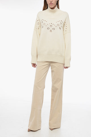 Wool Pullover with Openworked Detail