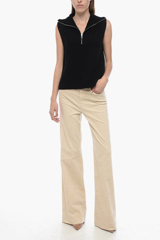 Sleeveless Merino Wool Sweater with Half Zip