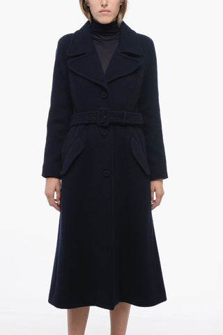 COUTURE Wool Ribbed Coat with Belt