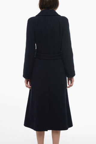 COUTURE Wool Ribbed Coat with Belt