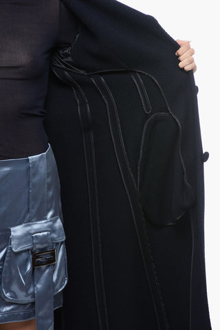 COUTURE Wool Ribbed Coat with Belt