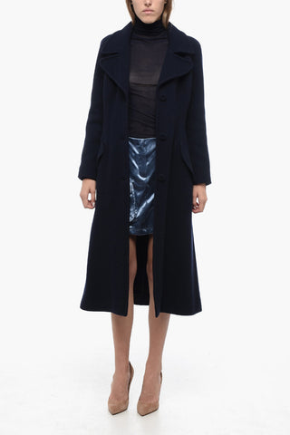COUTURE Wool Ribbed Coat with Belt