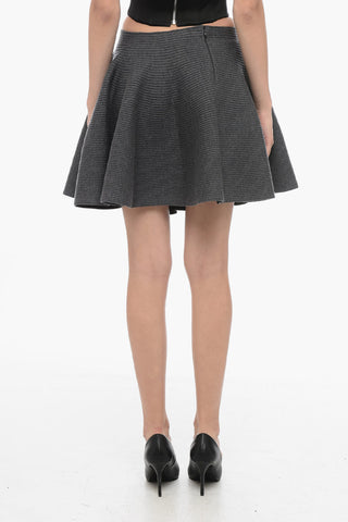 Stretchy Ribbed Wool Skirt with Circle Desing
