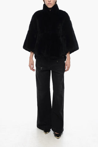 Fur Flared Jacket with 3/4 Sleeves
