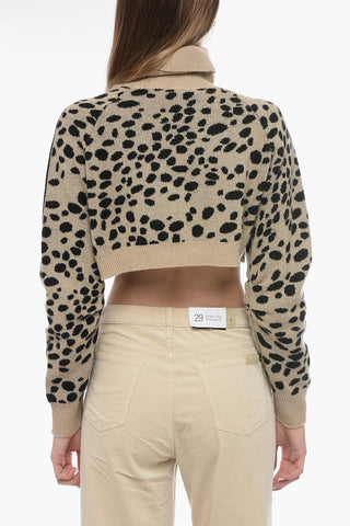 Animal Motif Wool and Nylon Turtleneck Sweater