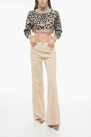 Animal Motif Wool and Nylon Turtleneck Sweater