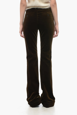 Velvet High-waisted Pants with Flared Leg