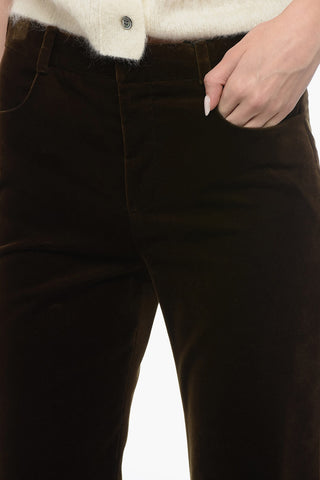 Velvet High-waisted Pants with Flared Leg
