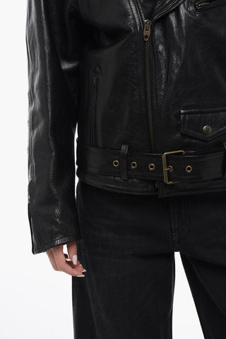 Quilted Biker Leather Jacket with Oversized Fit