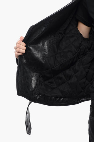 Quilted Biker Leather Jacket with Oversized Fit