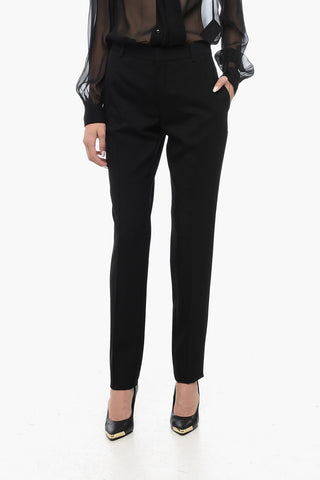 Virgin Wool High Waist Slim Fit Pants