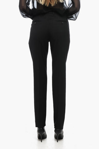 Virgin Wool High Waist Slim Fit Pants