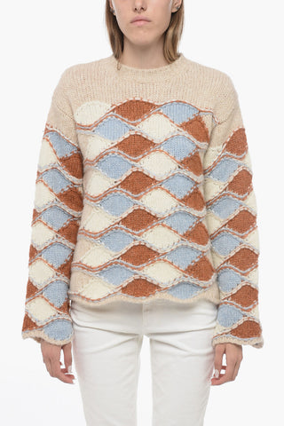 Argyle Motif Crew-neck Sweater