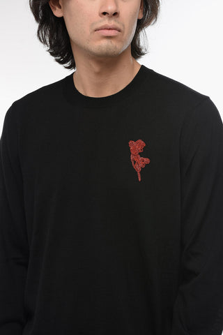 Crew Neck Wool Sweater with Beaded Embroidery