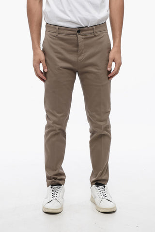 Pantaloni Chino in Cotone Stretch a Tinta Unita