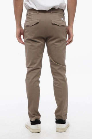 Pantaloni Chino in Cotone Stretch a Tinta Unita