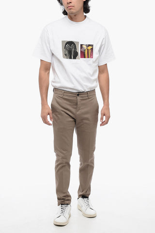 Pantaloni Chino in Cotone Stretch a Tinta Unita