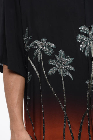 Palm Print Short Sleeved Shirt