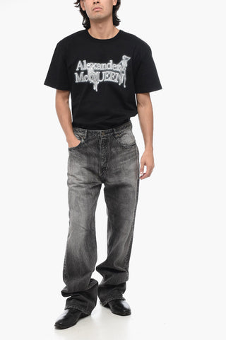 Stone Washed Denims with Distressed Details 28cm