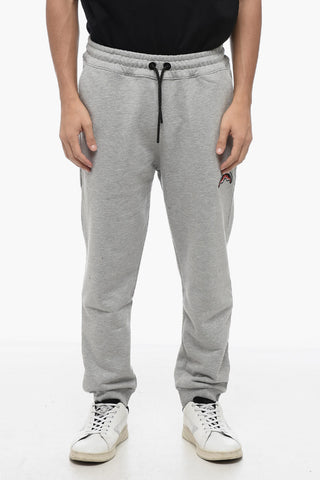 Brushed Cotton Joggers with Embroidery