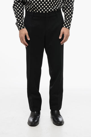 Wool Blend Pants With Contrasting Silk Bands