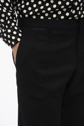 Wool Blend Pants With Contrasting Silk Bands