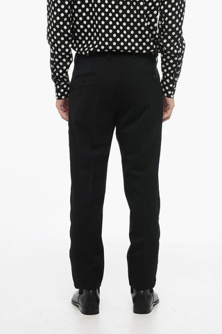 Wool Blend Pants With Contrasting Silk Bands
