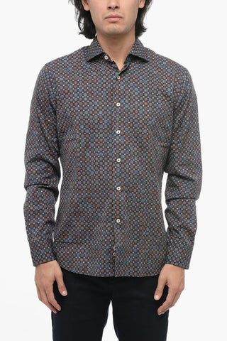Printed Shirt with Spread Collar