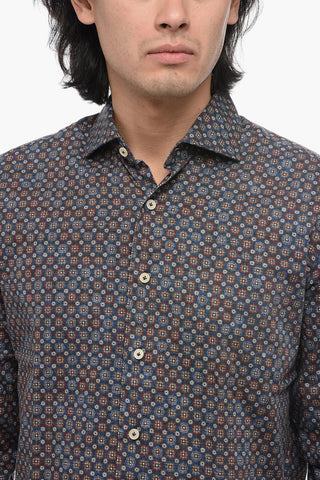 Printed Shirt with Spread Collar