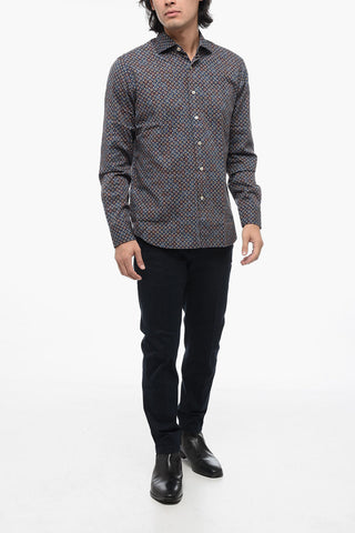 Printed Shirt with Spread Collar