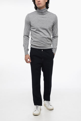 Wool Slim-Fit Pants With Drawstrings