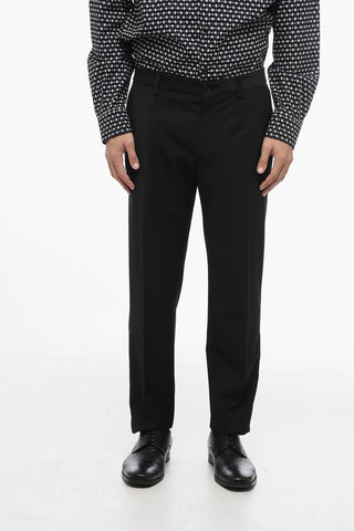Pantaloni In Lana Con Logo Ricamato