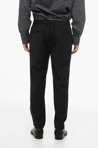 Pantaloni In Lana Con Logo Ricamato