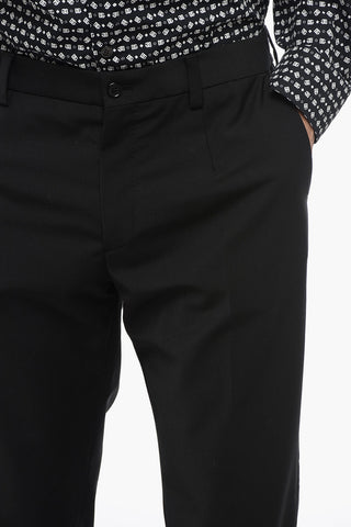 Pantaloni In Lana Con Logo Ricamato