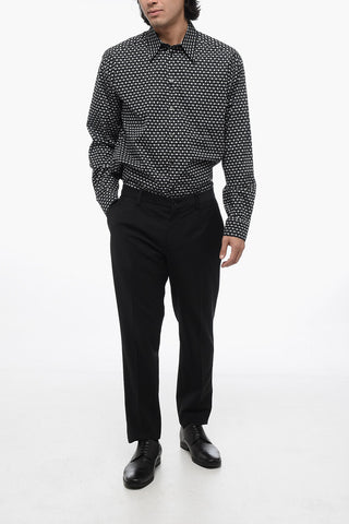 Pantaloni In Lana Con Logo Ricamato
