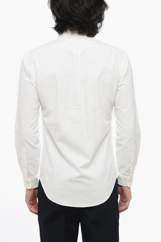 Hopsack Cotton Button-down Shirt with Embroidered Logo