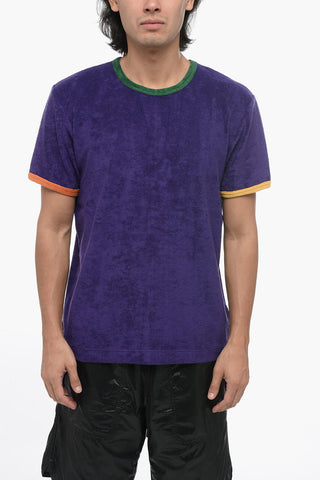 Terry Cotton Crew-neck T-Shirt with Contrasting Edges
