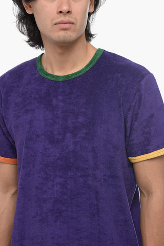 Terry Cotton Crew-neck T-Shirt with Contrasting Edges
