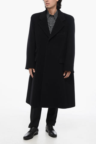 Single-Breasted Wool Coat With Flap Pockets