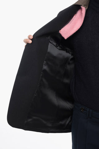 Wool Blend Single-Breasted Blazer With Removable Collar