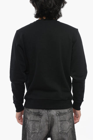 Fleeced Cotton Crew-neck Sweatshirt with Camouflage Detail