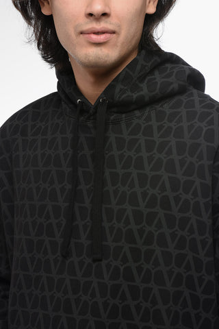 Brushed Cotton Hoodie with Monogram Motif