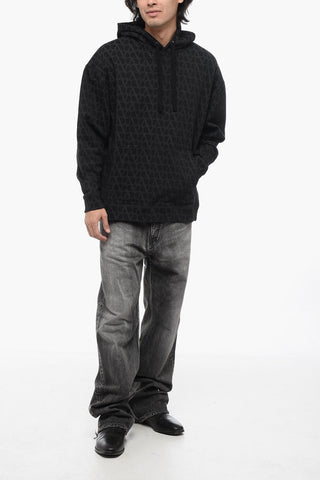 Brushed Cotton Hoodie with Monogram Motif