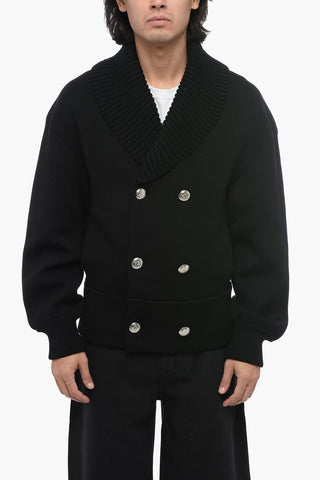 Double-breasted Neoprene Cardigan with Back Embroidery