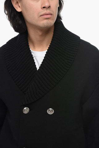 Double-breasted Neoprene Cardigan with Back Embroidery